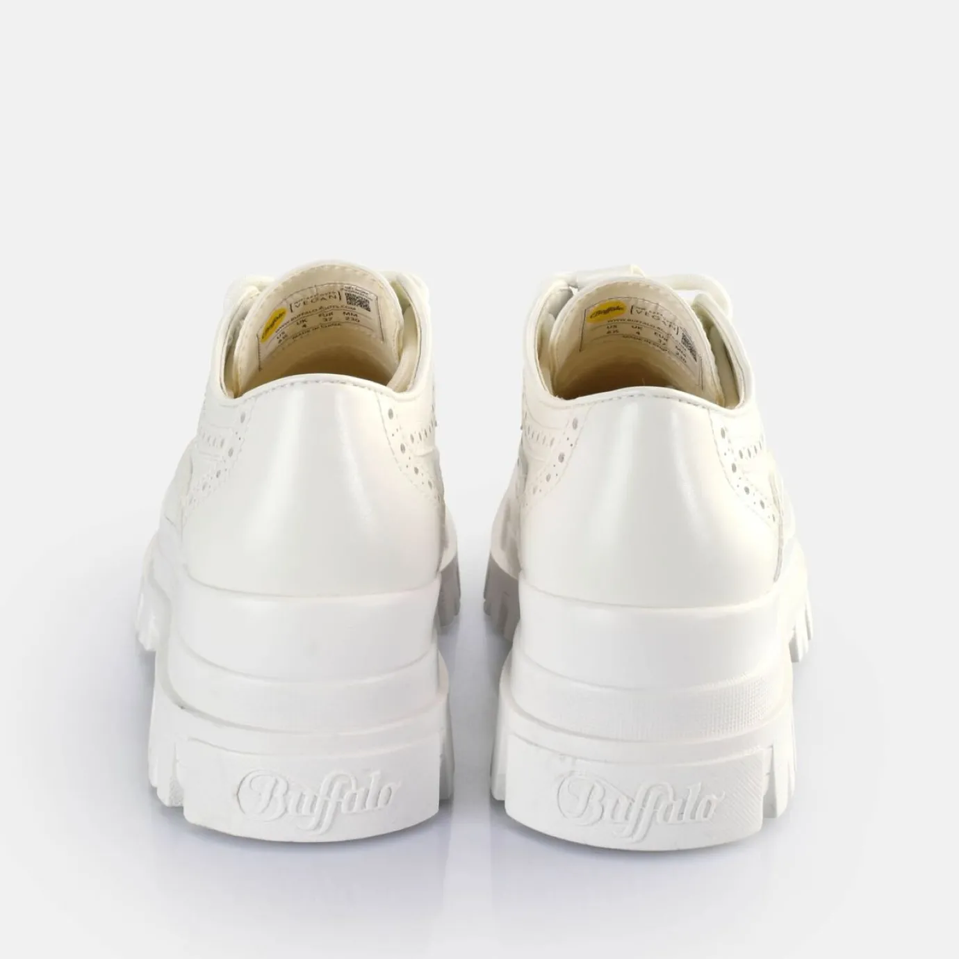 BUFFALO Vegan Shoes^Aspha Brogue Loafers Vegan White