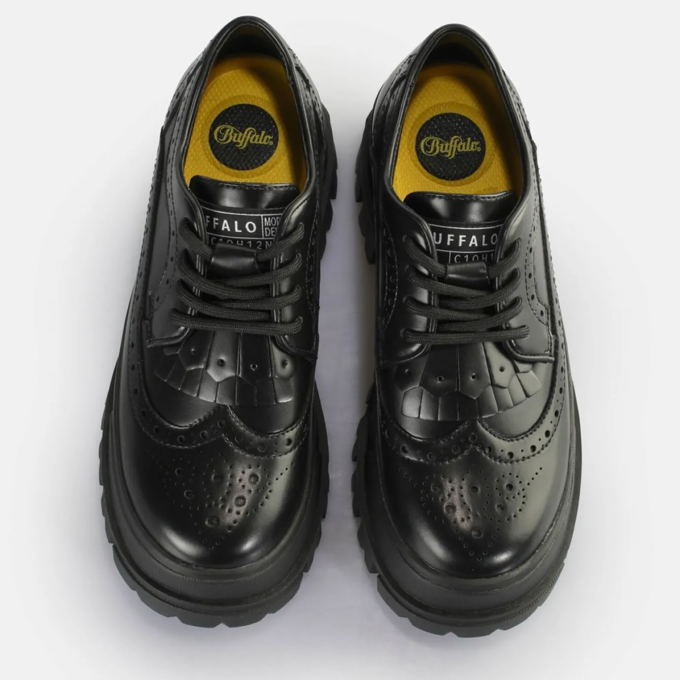 BUFFALO Vegan Shoes^Aspha Brogue Loafers Vegan Black