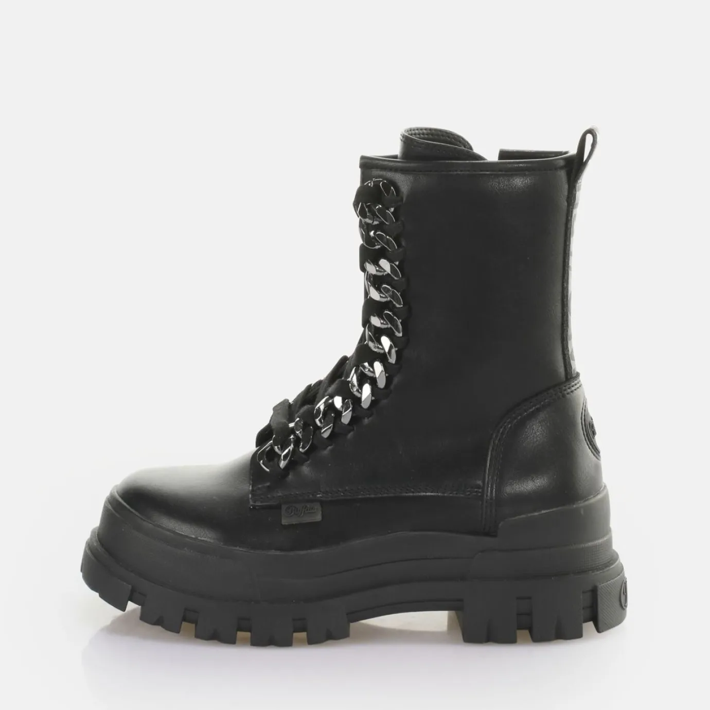 BUFFALO Ankle Boots^Aspha Chain Laceup Mid Ankle-Boot Vegan Black