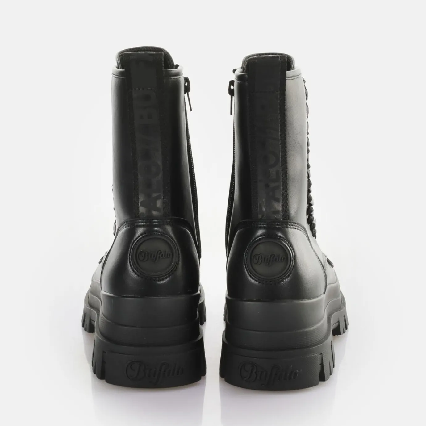 BUFFALO Ankle Boots^Aspha Chain Laceup Mid Ankle-Boot Vegan Black