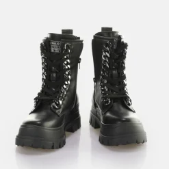 BUFFALO Ankle Boots^Aspha Chain Laceup Mid Ankle-Boot Vegan Black