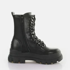 BUFFALO Ankle Boots^Aspha Chain Laceup Mid Ankle-Boot Vegan Black