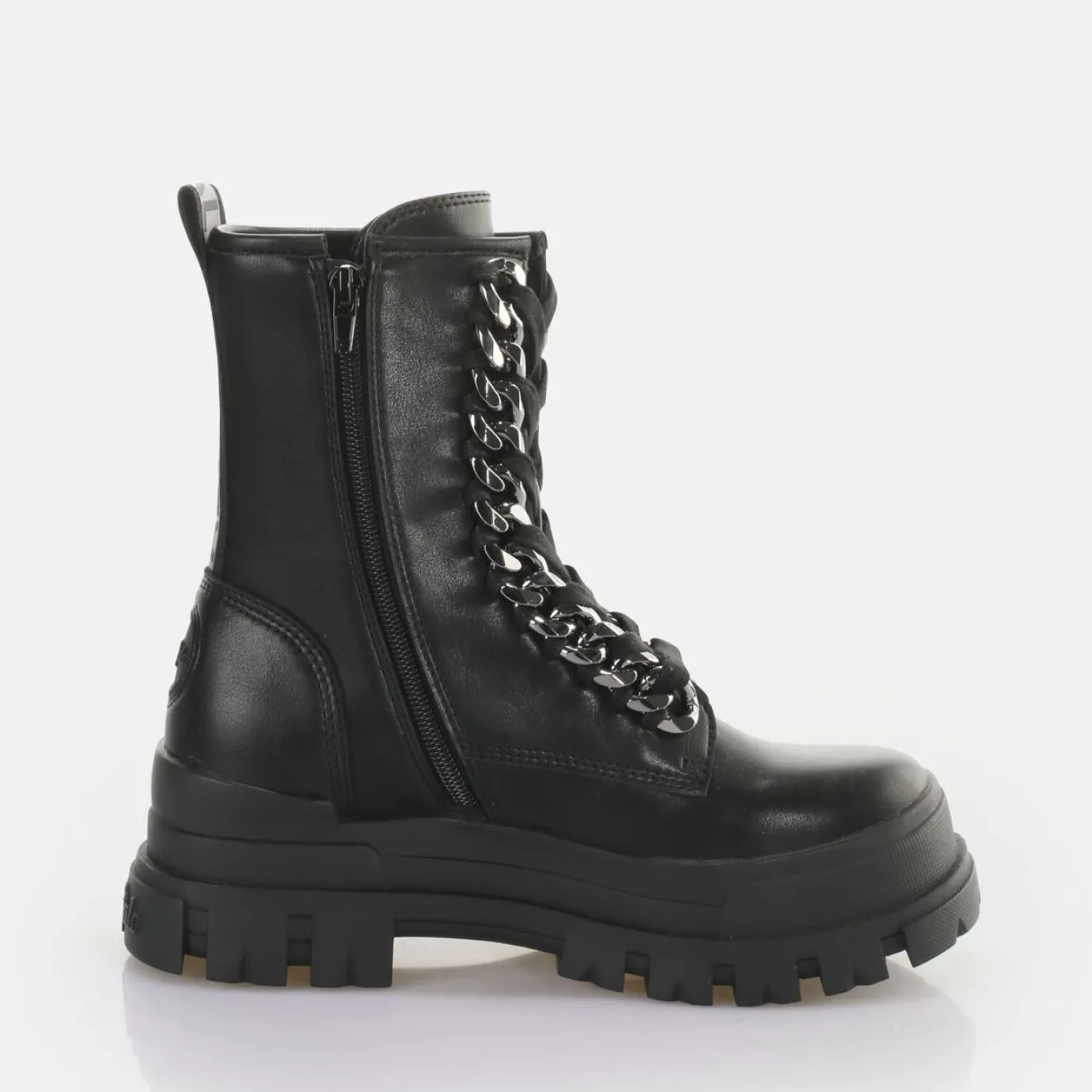 BUFFALO Ankle Boots^Aspha Chain Laceup Mid Ankle-Boot Vegan Black