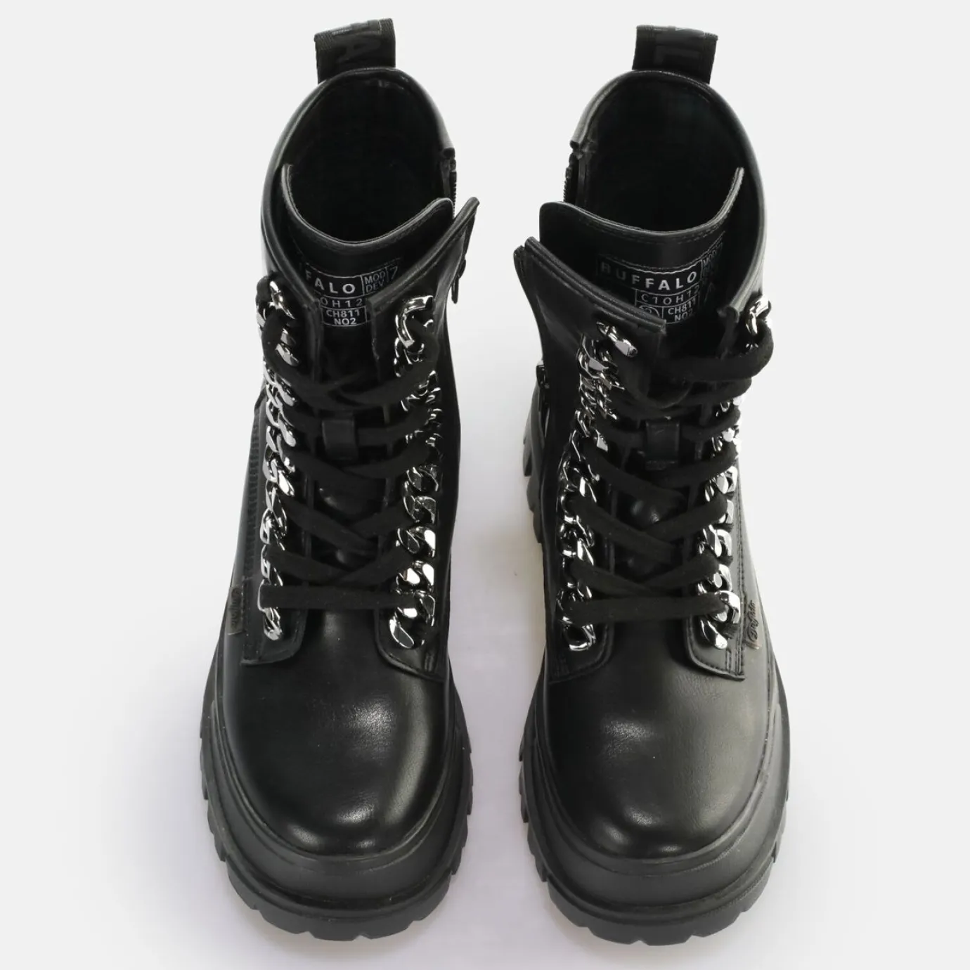 BUFFALO Ankle Boots^Aspha Chain Laceup Mid Ankle-Boot Vegan Black