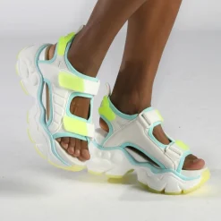 BUFFALO Vegan Shoes^Binary Track Platform Sandal Vegan White